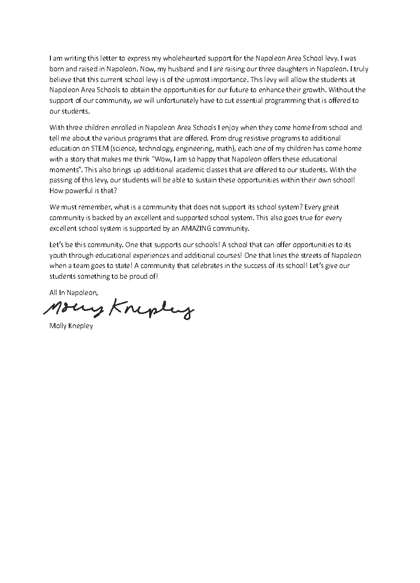 YESforNAS's tweet photo. Big thanks to Molly Kneply for backing the Upcoming Levy! Molly rightly emphasizes, 'What is a community that does not support its school system?' Let's unite for an AMAZING community-school bond. #YesforNAS https://t.co/nOnoCX9bly