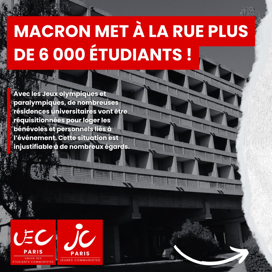 ParisUec's tweet photo. L’expulsion des étudiants, notamment à la Cité universitaire internationale et à la Cité Jourdain, est inaudible au regard du temps dont disposais le gouvernement.

Le communiqué du @MJCF75 et de l’Union des Étudiants Communistes de Paris👇 https://t.co/G0ztkfd3Lq