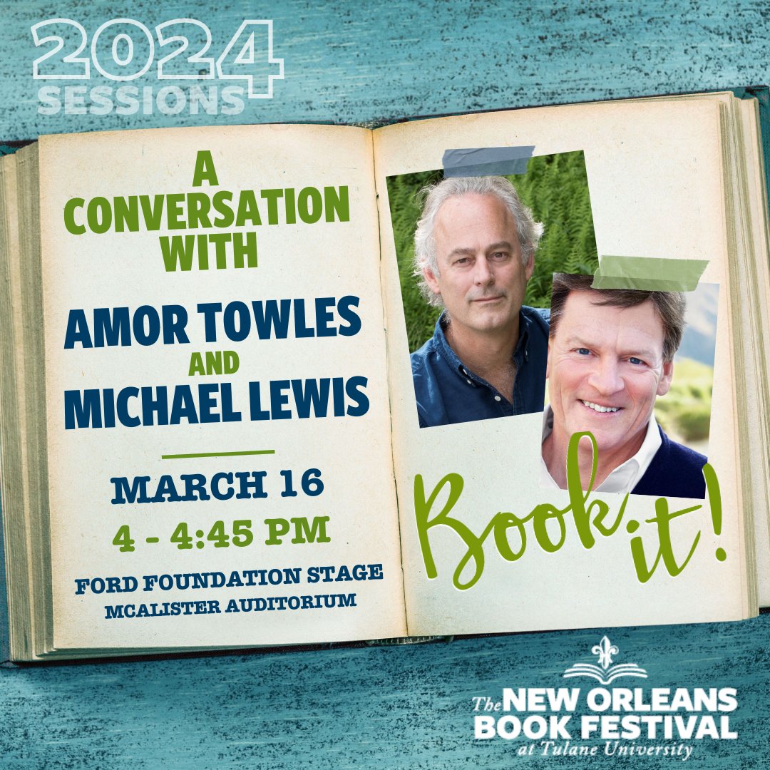 Hey New Orleans! Come join me this Saturday at @NOLAbookfest where I'll be grilled by the great Michael Lewis.