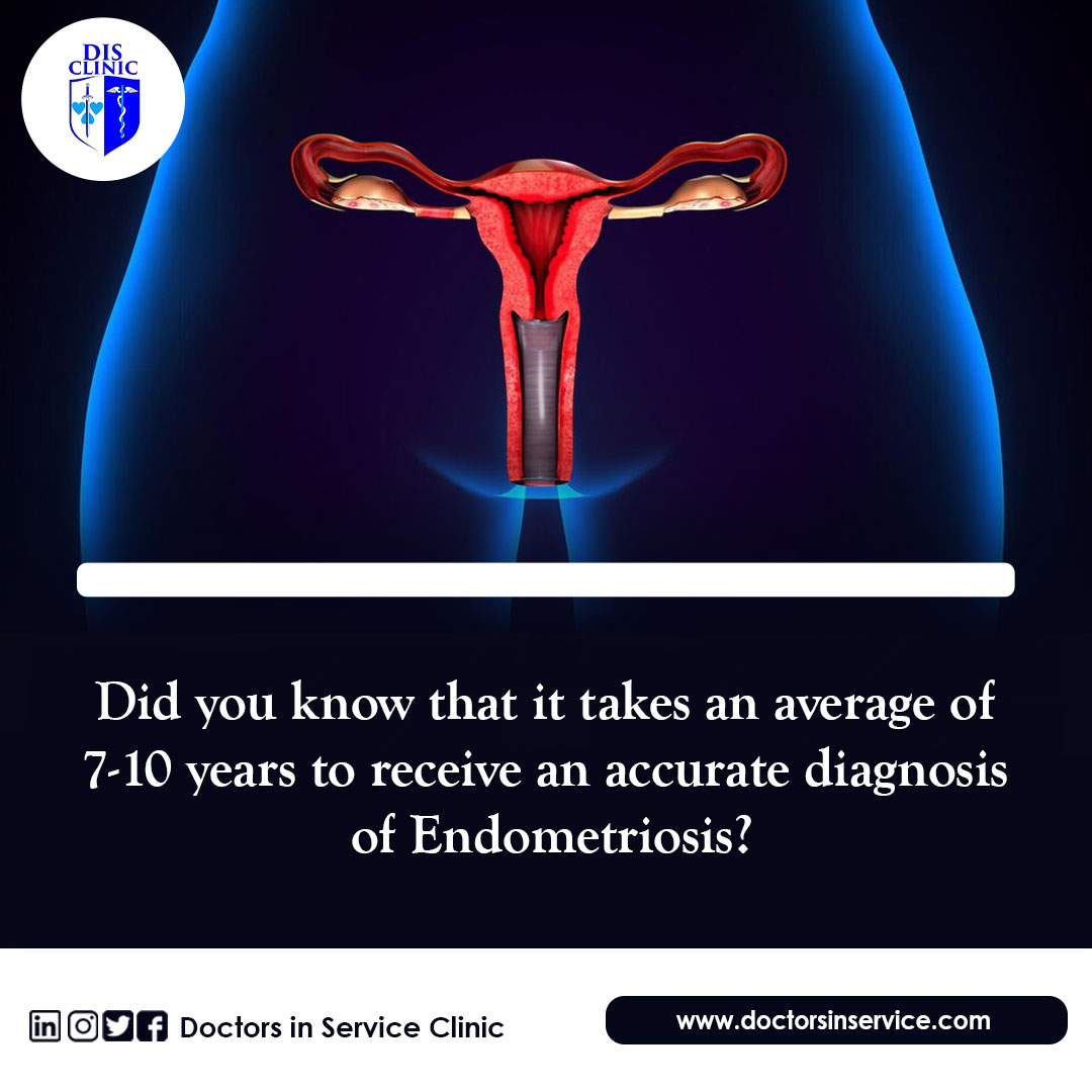 Did you know that it takes an average of 7-10 years to receive an accurate diagnosis of #Endometriosis? Early detection is key! #disclinic #EarlyDetectionSavesLives #EndometriosisAwareness 🏥 Considering a check-up? Our facility is top-notch!