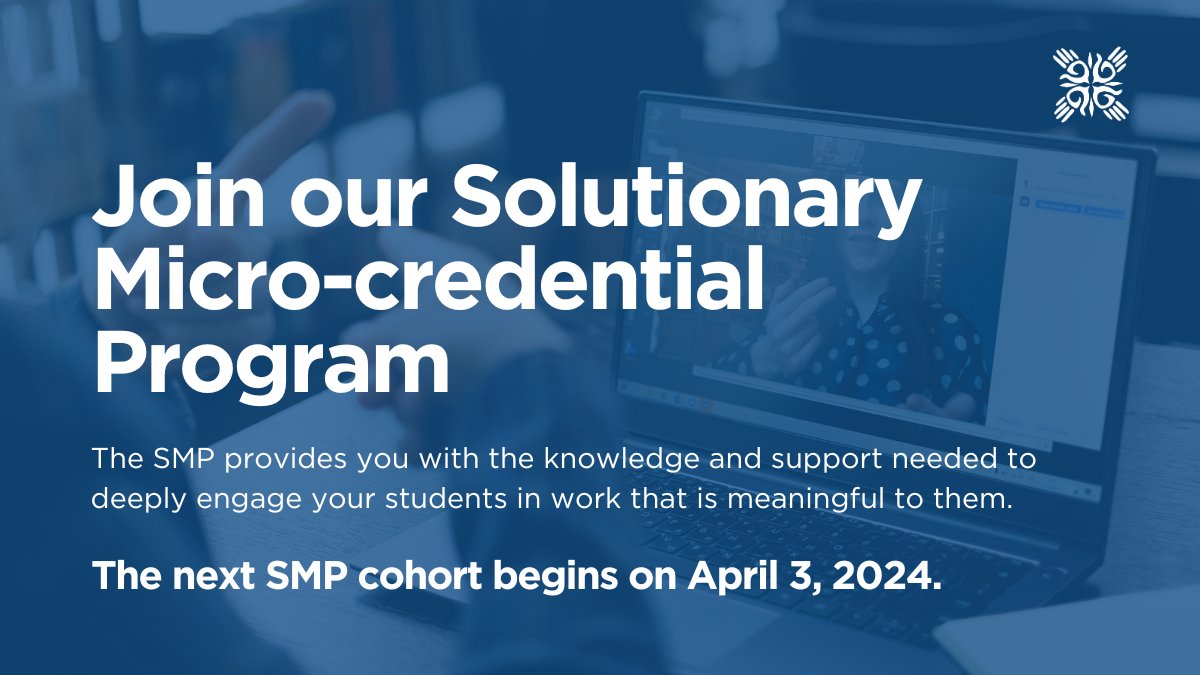 Our Solutionary Micro-credential Program (SMP) begins on April 3, 2024. This online professional learning program is an opportunity for educators to gather in community with people dedicated to empowering students to become changemakers! Register here: humaneeducation.org/micro-credenti…