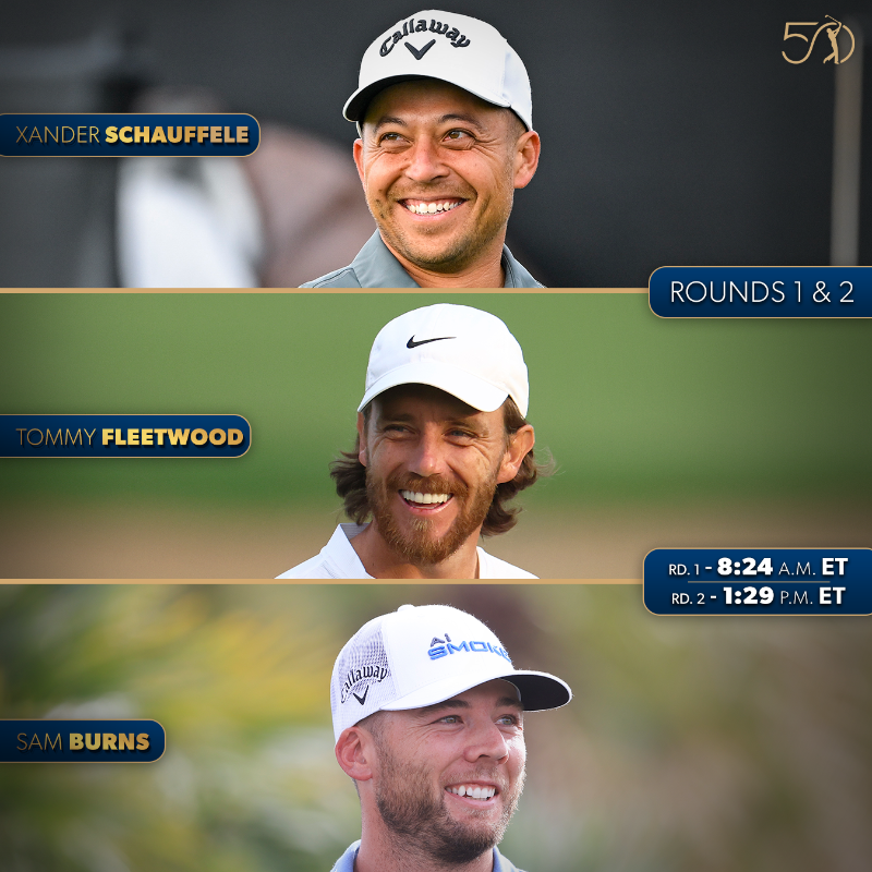 PGATOUR's tweet photo. Tee times are live @THEPLAYERS ⛳️
