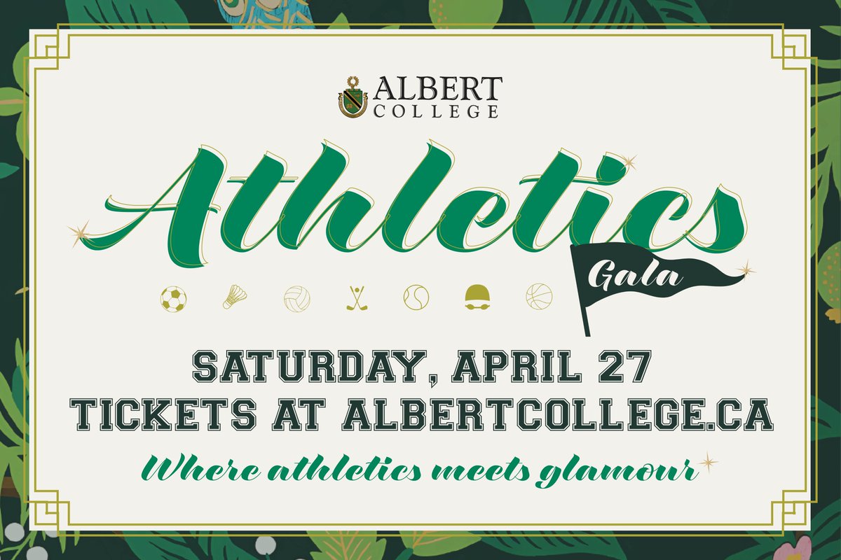 Tickets are on sale now! Join us on April 27 for an unforgettable evening of dinner, music, dancing &amp; an auction at Albert College's Athletics Gala. 

Your support will help empower the next generation of athletes at Albert College.

Tickets here: bit.ly/3XjoWoD