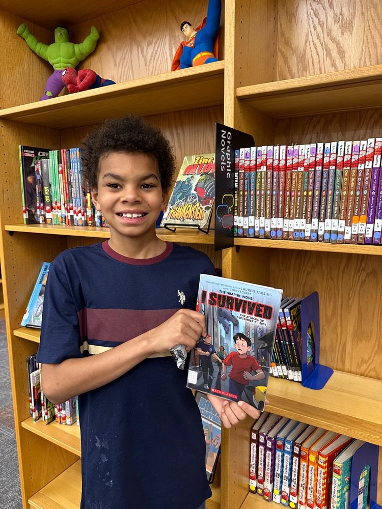 Book Recommendations from last week. Omari Cutright - I Survived the Attacks of September 11, 2001 Graphic Novel and Amare Weber - I Survived the Sinking of the Titanic. 📚