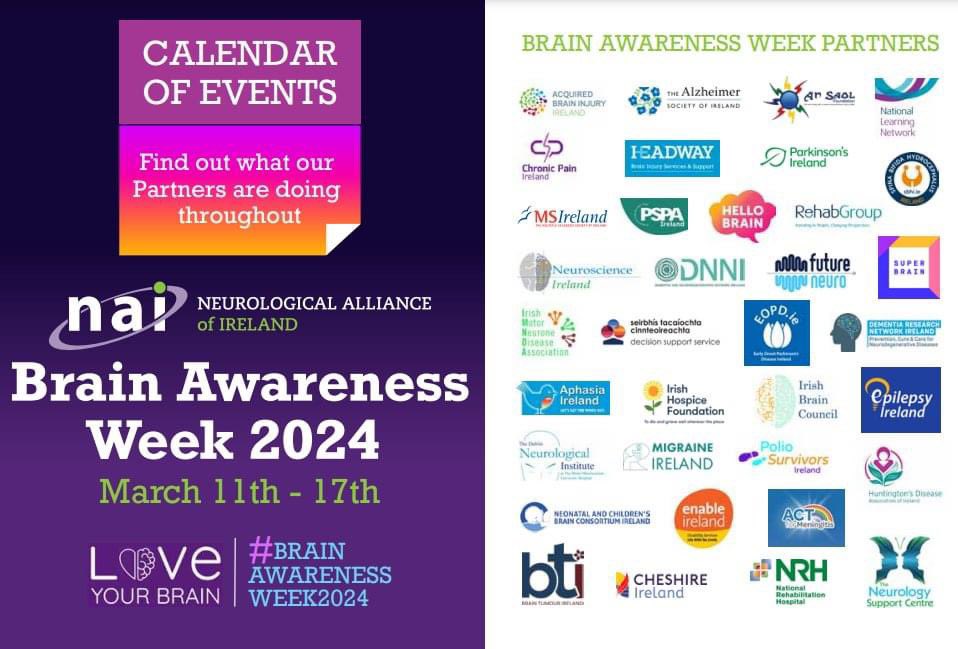 ACT for Meningitis is a Brain Awareness Week Partner 🌈 The @naiireland aim is to promote greater awareness and understanding of the impact of living with a neurological condition, as well as the need for investment in services, research and prevention. #BRAINAWARENESSWEEK2024