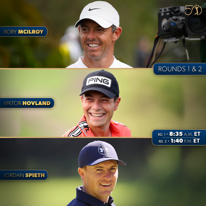 PGATOUR's tweet photo. Tee times are live @THEPLAYERS ⛳️