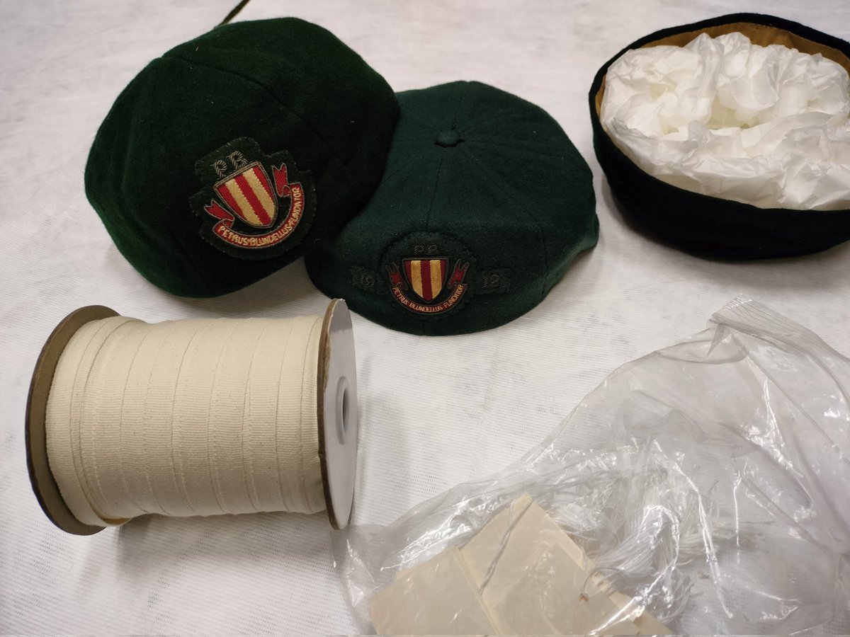 blundells_arch's tweet photo. 7 school caps sorted with acid free tissue paper and Tyvek and labels this afternoon.... Only 35+ to go 🙃 https://t.co/sID70DdzkN