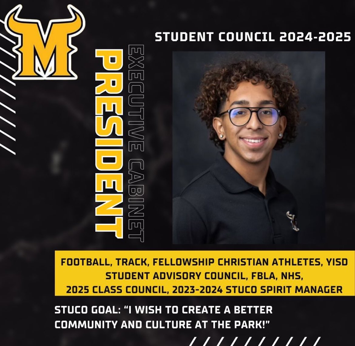 I am excited to start my senior year as Student Council President! I have a lot of great things planned and I can’t wait to work with my council. @phsmats @PHSMatadorFB @Parkland_Press @track_parkland @leighadrian @jdherna4 @RealJesseTovar @JimmyMcClain14