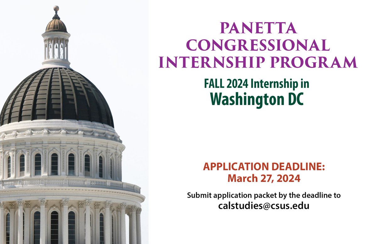 This is an incredible internship opportunity! Consider applying for the Panetta Congressional Internship! <a href="/sacstate/">Sacramento State</a>