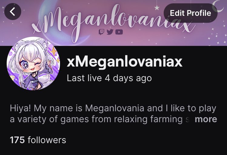 GUYS I’m just 25 followers away from my next big goal on Twitch!! Thank you all so much for all the support I’ve gotten so far, this has been incredible! 🥰

If you want to check out my channel, here’s the link! 💜✨
Twitch.tv/xmeganlovaniax 

#Vtuber #VtuberUprising