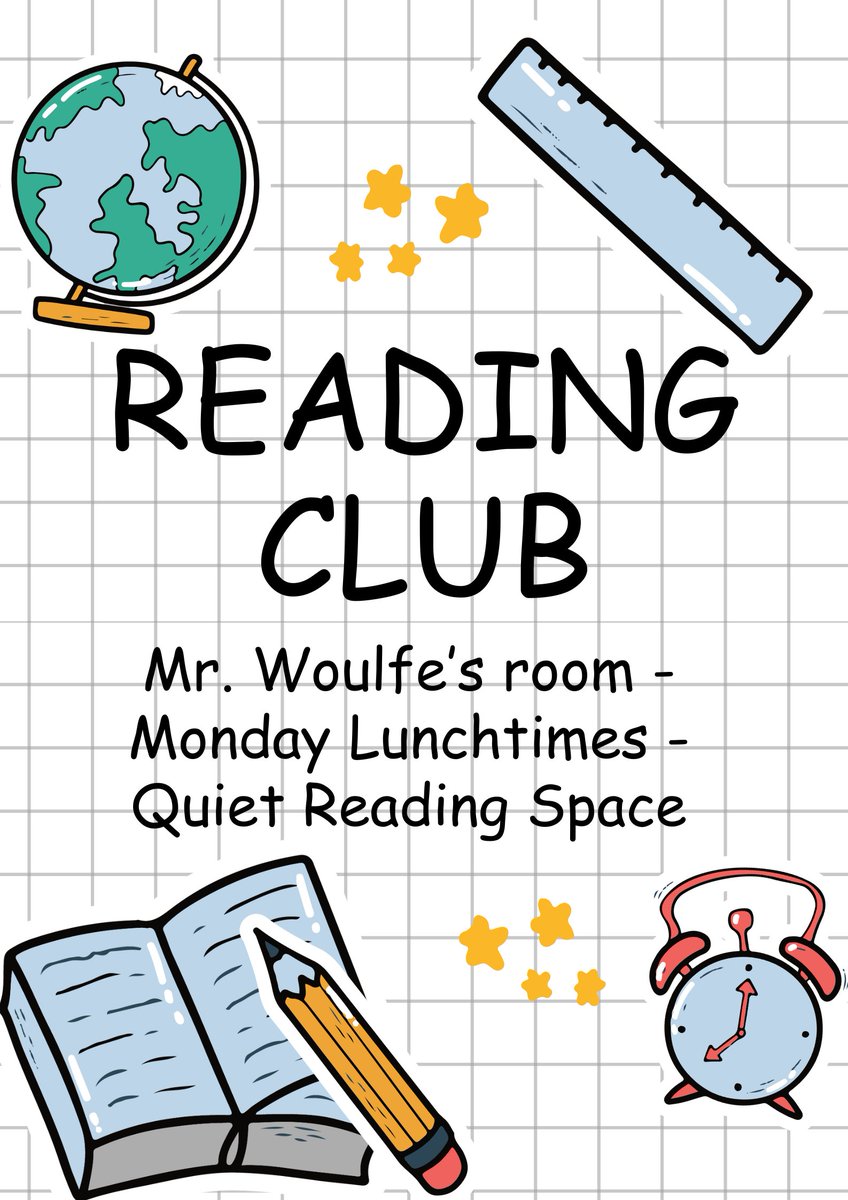 🚨New lunch time club 🚨 Reading club with Mr Woulfe takes place every Monday at lunch time! 📚