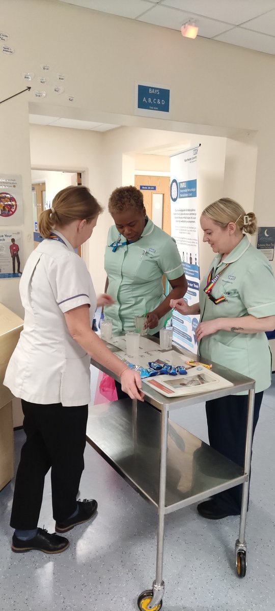 InruTrafford's tweet photo. Nutrition and hydration week kicked off on INRU today with tasty treats for our patients and the SLT team asking staff to identify different levels of fluids and a picture quiz. Looking forward to the rest of the week 🚰 🥐 #NutritionAndHydrationWeek https://t.co/YiId3nmrHG