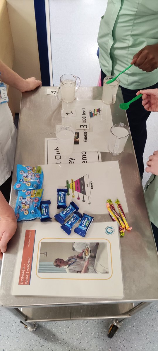 Nutrition and hydration week kicked off on INRU today with tasty treats for our patients and the SLT team asking staff to identify different levels of fluids and a picture quiz. Looking forward to the rest of the week 🚰 🥐 #NutritionAndHydrationWeek