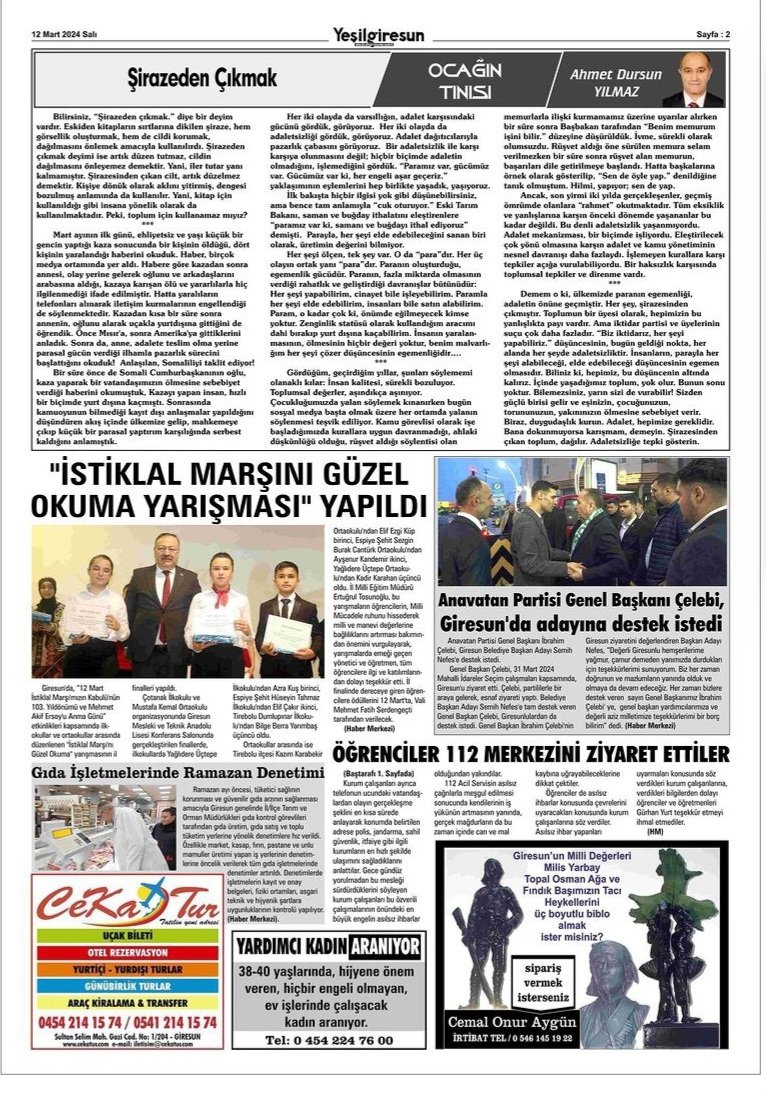y
<a href="/yesilgiresuncom/">Yeşilgiresun Gazetesi</a> 12 mart salı günü sayfa 2 deyiz 
#topalosman 
#giresun 
#giresunadası
#giresunkalesi
#topalosmanağa
#giresunlular