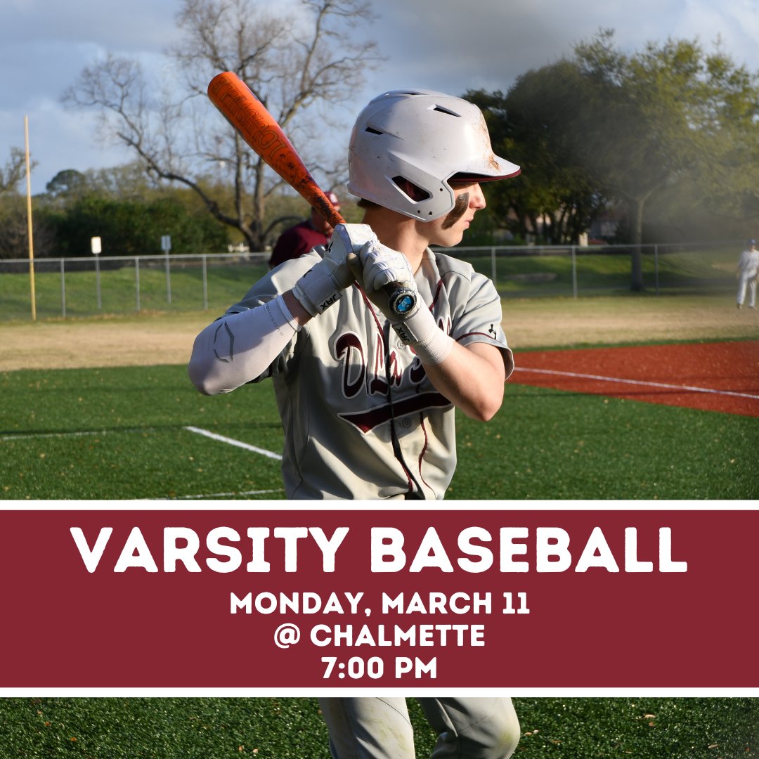dls_athletics's tweet photo. We're doubling up on #DLSBaseball this evening! Catch our JV Baseball at Brother Martin tonight tonight at 4:30 pm, then head on over to Chalmette High to catch our Varsity Baseball team compete against Chalmette! Good luck to all of our #DLSBaseball players today! #GoCavs! https://t.co/qH4yA52wUs