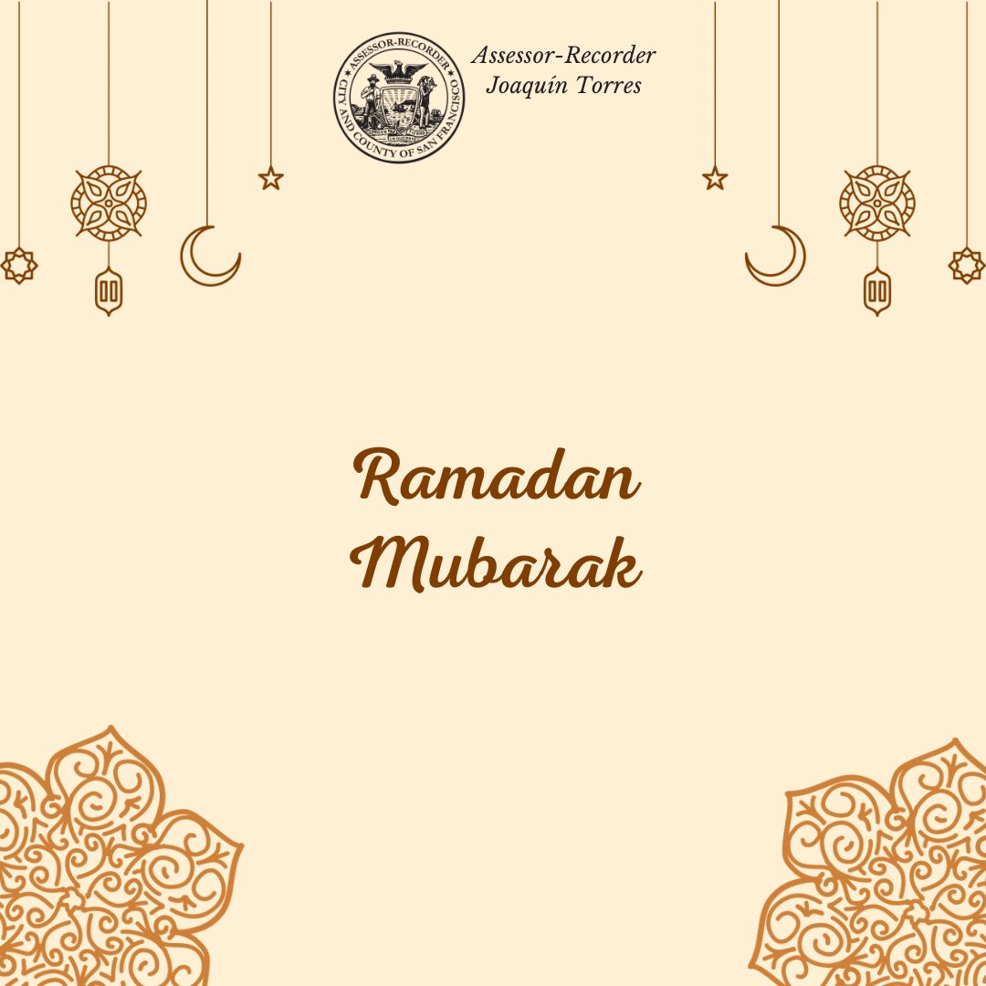 Ramadan Mubarak to our Muslim community here in San Francisco as we begin this beautiful season of restoration and reflection.