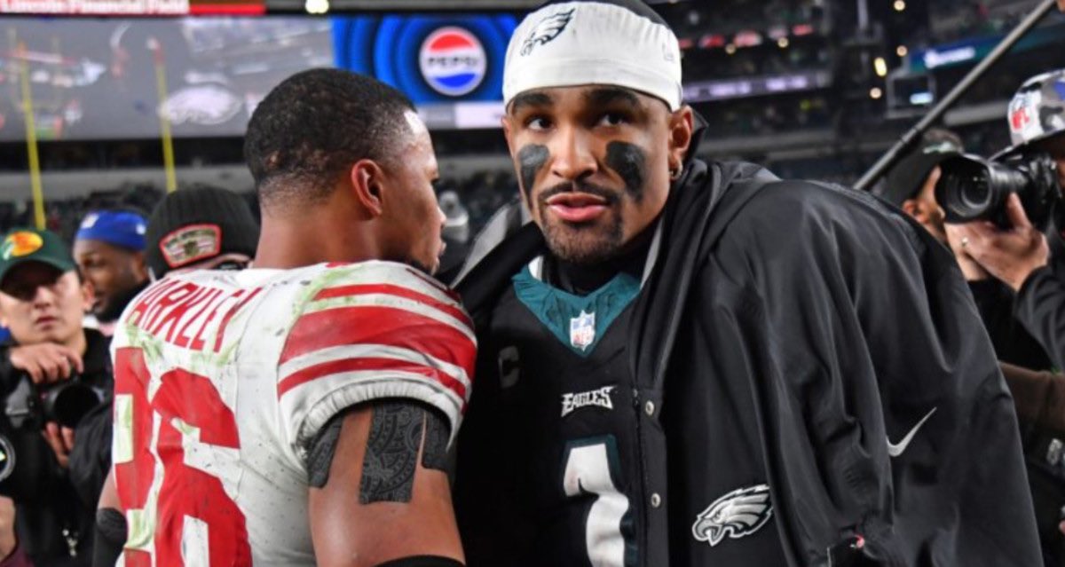 MLFootball's tweet image. The new #Eagles offense… 

QB: Jalen Hurts
RB: Saquon Barkley
WR: A.J. Brown
WR: DeVonta Smith
TE: Dallas Goedert

DAMNNNNNN