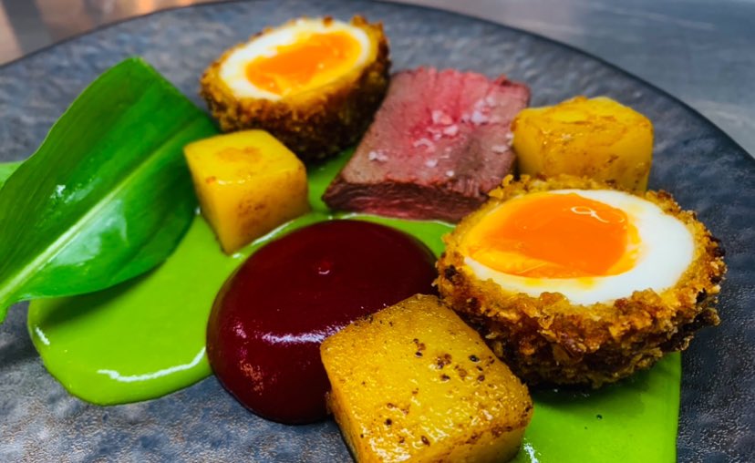 Today’s Special Starter - <a href="/ElvedenEstate/">Elveden Estate</a> Elveden Estate Venison • Wild Garlic • Blue Cheese • Confit Potato • Beet Purée