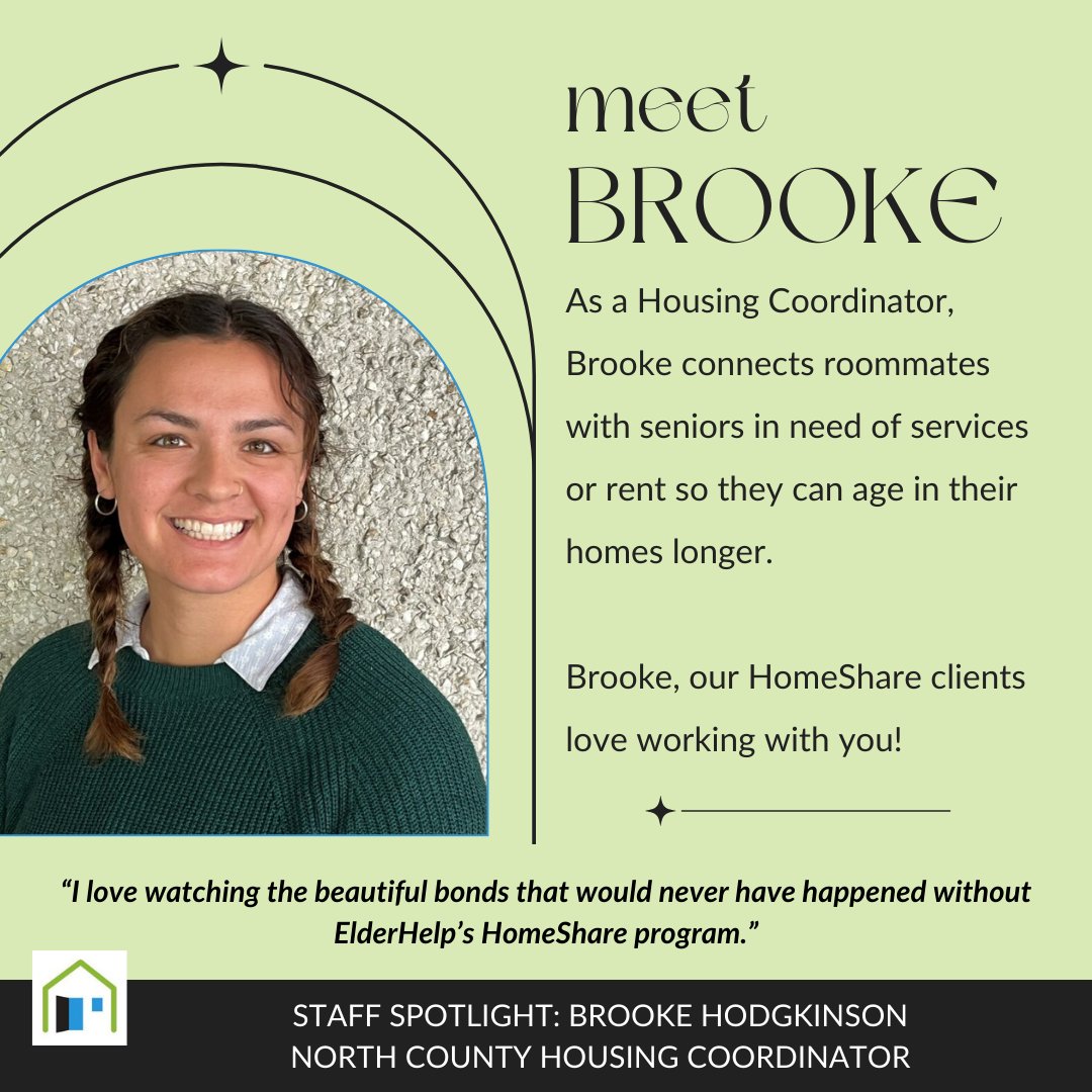 Staff Member Monday: Our Housing Coordinators create amazing connections to help people of all ages live affordably in San Diego. To learn more about HomeShare visit elderhelpofsandiego.org/solutions-for-…