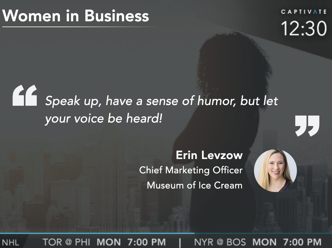This #WomensHistoryMonth, some of North America’s top female leaders are sharing their wisdom to celebrate #WomeninBusiness, including this success tip from Erin Levzow at <a href="/MUSOFICECREAM/">Museum of Ice Cream</a>.