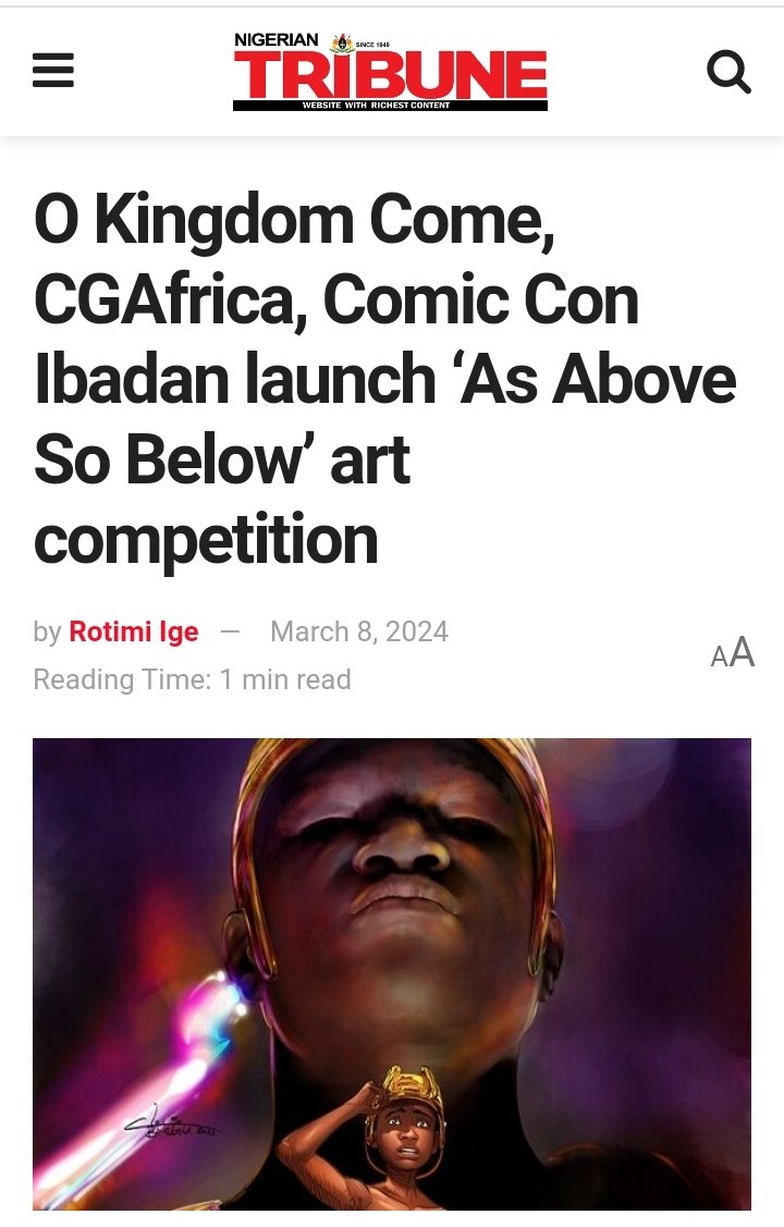 Comic_con_ib's tweet photo. As Above So Below art competition in the media. We disclosed this competition days ago to people following on us social media and now it's on the pages of almost all national dailies. It's more competition but you would have gotten a headstart if you're following us https://t.co/btjdP7heNu