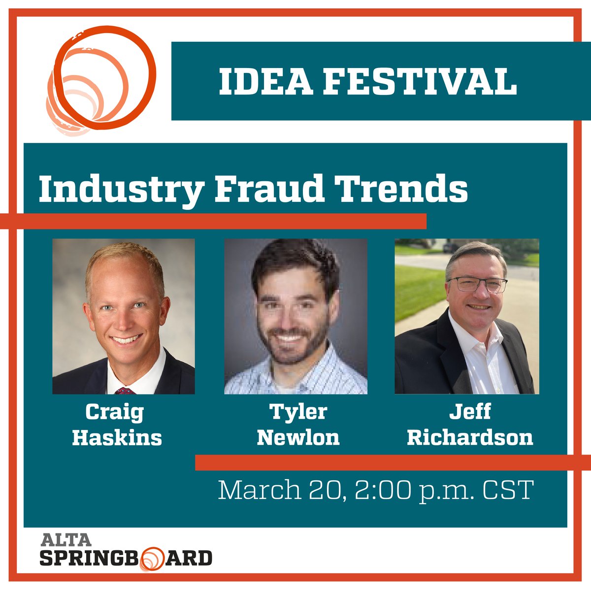 ALTAonline's tweet photo. π‘ Wire #fraud, seller impersonation fraud & #phishing, oh my!
π ALTA Board Governor @CraigHaskins, Tyler Newlon & Jeff Richardson will discuss fraud trends during Wednesday's Idea Festival at #ALTASPRINGBOARD.
π
March 19-21, Oklahoma City
βοΈ https://t.co/iErTOSLRqk
#realestate https://t.co/jUdlrxgdzt