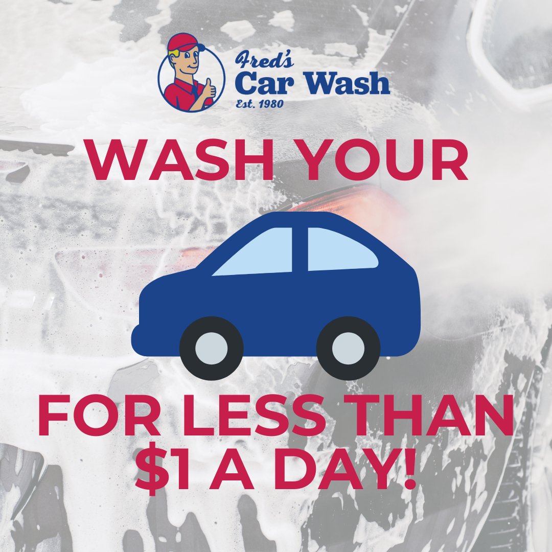 FredsCarWash's tweet photo. Wash your car for less than $1 a day with Fred's Unlimited Car Wash Plan! Access our unlimited plans today!

https://t.co/cCTXujSQ9V.

#fredscarwash #carwash #detailing #autodetailing #carcare #cardetailing #detailingdoneright #autocare #norwalk #southport #watertown https://t.co/wyHf8gPsFh