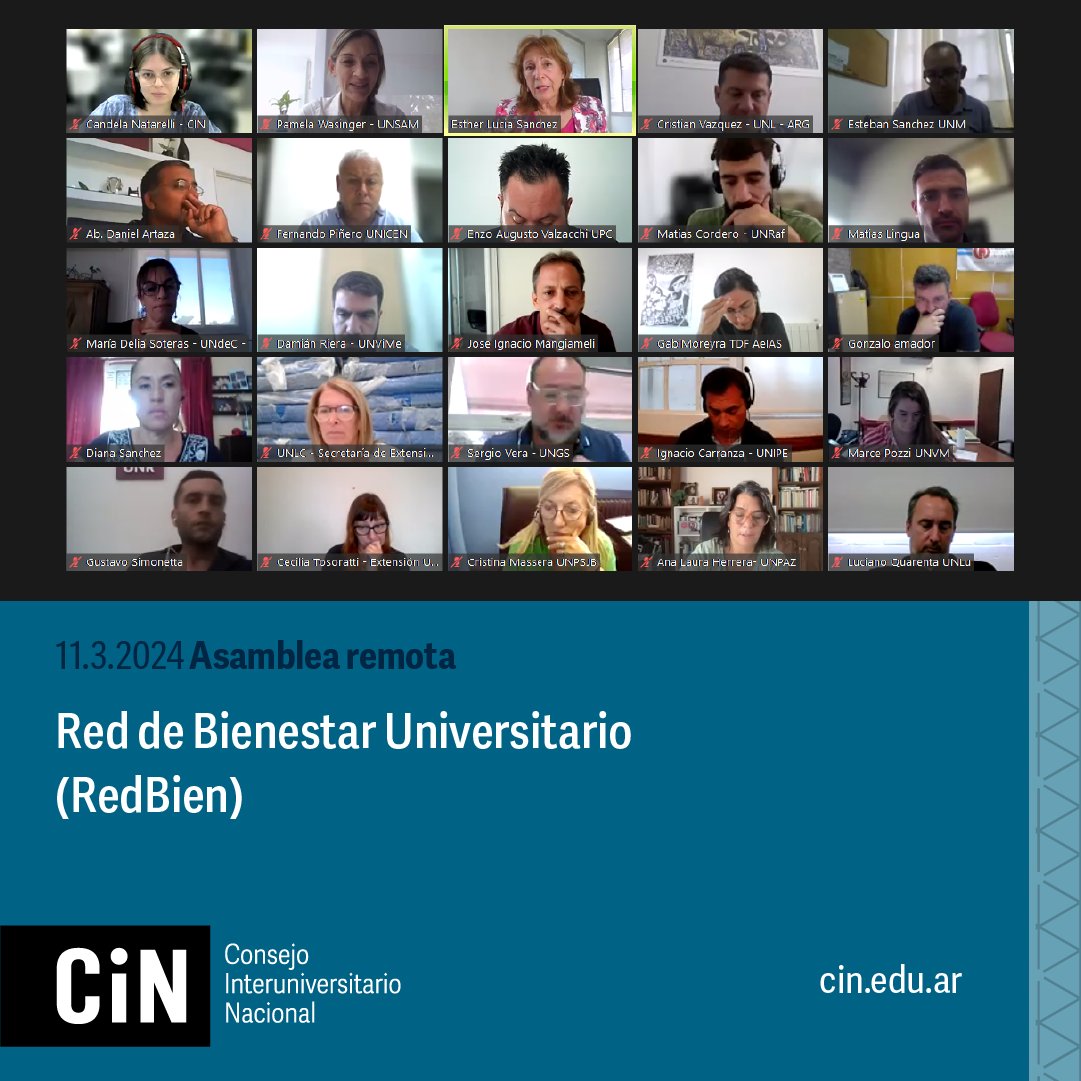 CINoficial's tweet photo. Se encuentra reunida en asamblea en modalidad remota la Red de Bienestar Universitario #RedBien del #CIN. Participa su rectora coordinadora, Esther Sánchez.
El temario de la jornada de trabajo incluye la elección de una nueva Comisión Ejecutiva para la red. https://t.co/YakFUfad8w