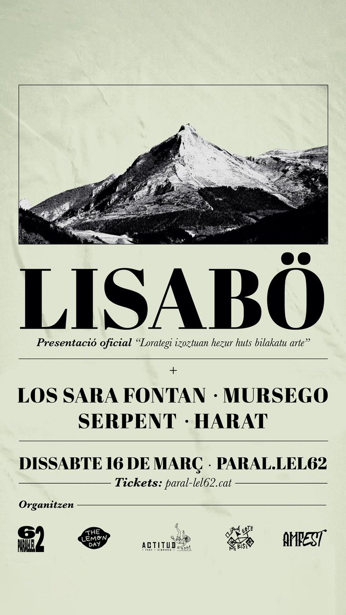 el 16  de març hi ha més que uns concerts, la cosa va d'activisme musical, de comunitats, de DIY, de contundència sonora, d'alternativitats, de fer les coses d'una altre manera
fil amb les músiques protagonistes
aquí teniu les entrades a 20€: paral-lel62.cat/programacio/li…