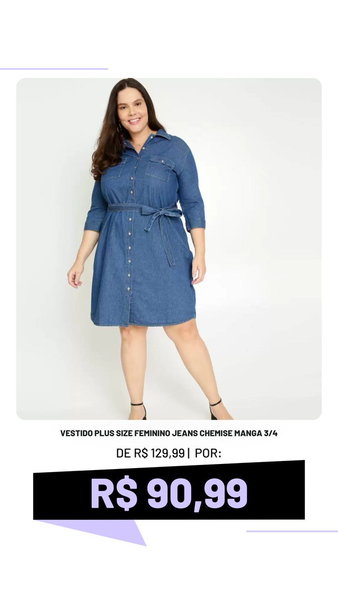 blogdoerick_'s tweet photo. #Oferta: Vestido Plus Size Feminino Jeans Chemise Manga 3/4 Cambos | De R$: 129,99 por R$: 90,99 na @voudemarisa https://t.co/zB1aECtX7h https://t.co/y9XiDxO7Hc