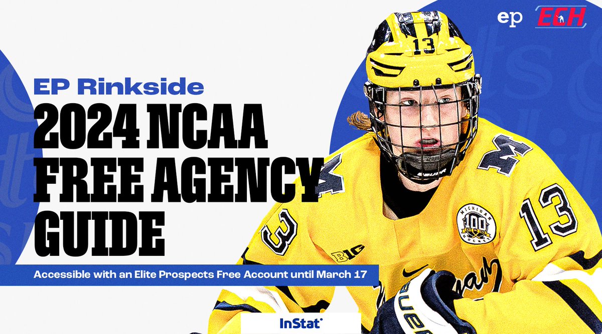 The EP Rinkside 2024 NCAA Free Agency Guide Complete with scouting reports and tools grades on the 47 best prospects available this year. Yours to read for the first week with a *free* @EliteProspects account! 🔗🔓: eprinkside.com/2024/03/11/the…