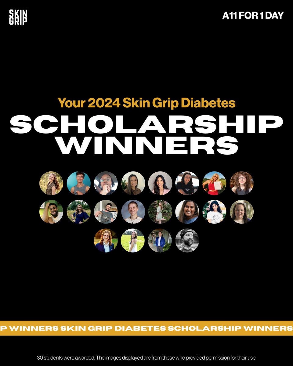 SkinGrip's tweet photo. Congratulations to the 2024 Skin Grip Diabetes Scholarship Winners 🎓🎉

For the third year in a row we were honored to award the Skin Grip Diabetes Scholarship to 30 members of the diabetes community who show us what it means to live fearlessly 💪 https://t.co/1kSezyVyGv