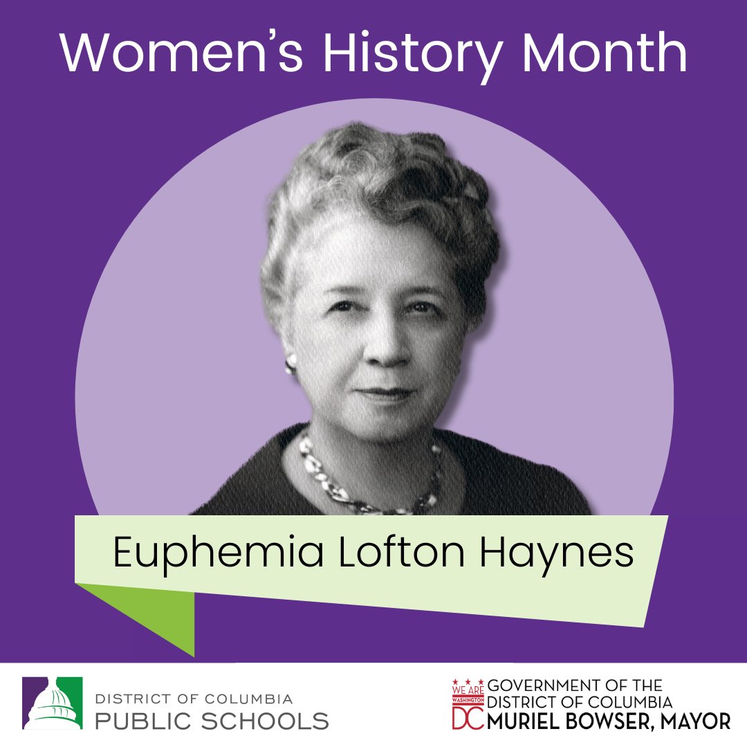 Euphemia Lofton Hayes paved the way for Black women in math as the first Black woman to earn a PhD in math 🔢. A DC native, she graduated from M Street High School (@DunbarHSDC), earned degrees from @smithcollege, @UChicago, & @CatholicUniv, & taught in DCPS for 47 years. 👩🏾‍🏫 #WHM