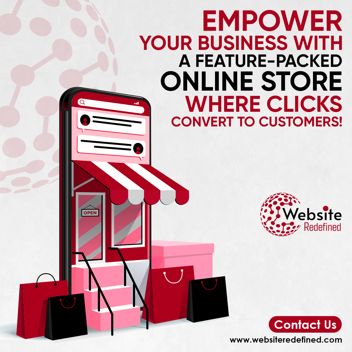 Your online store - A powerhouse of features! Enrich customer experiences with seamless navigation and captivating functionality. Maximize conversions!

Contact Us!
websiteredefined.com

#websiteloading #websiteredefined