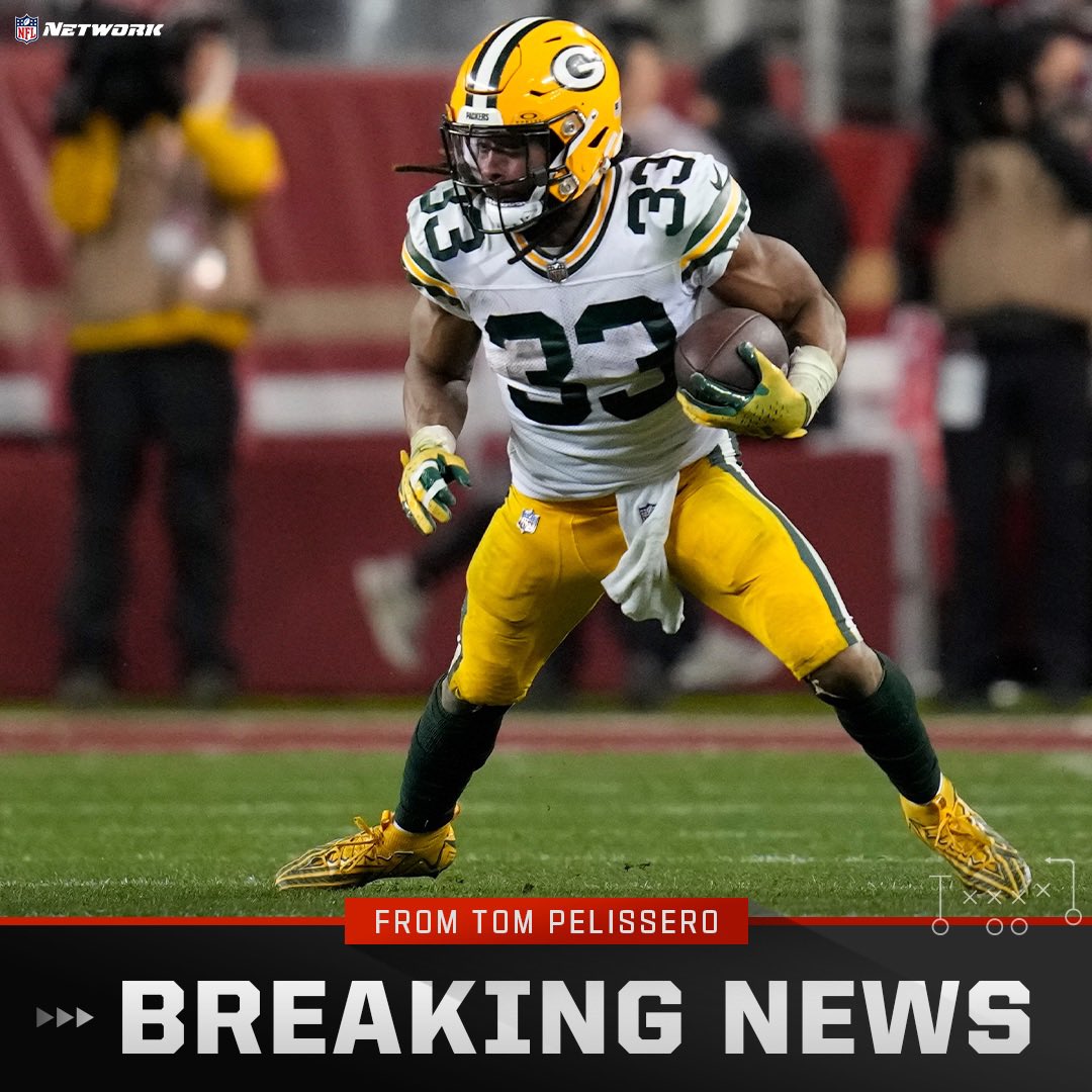 TomPelissero's tweet photo. The #Packers are releasing star RB Aaron Jones, per sources.

A three-time 1,000-yard rusher, Jones missed time with injuries last season and was due $12 million in 2024. Instead he hits the market at age 29. https://t.co/5BTR56OjhH