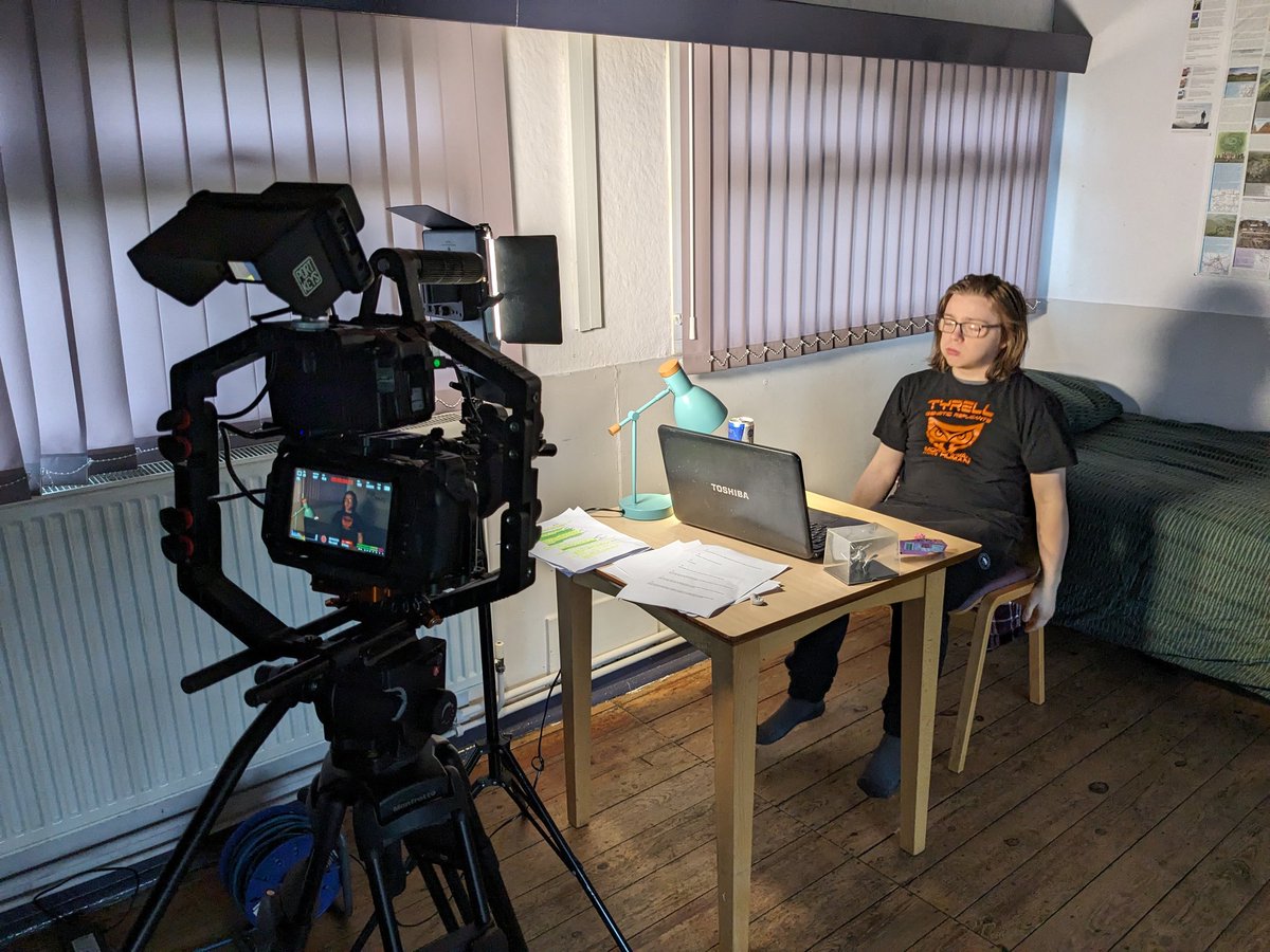 Shooting in a makeshift bedroom today for Seth's short film, starring himself!