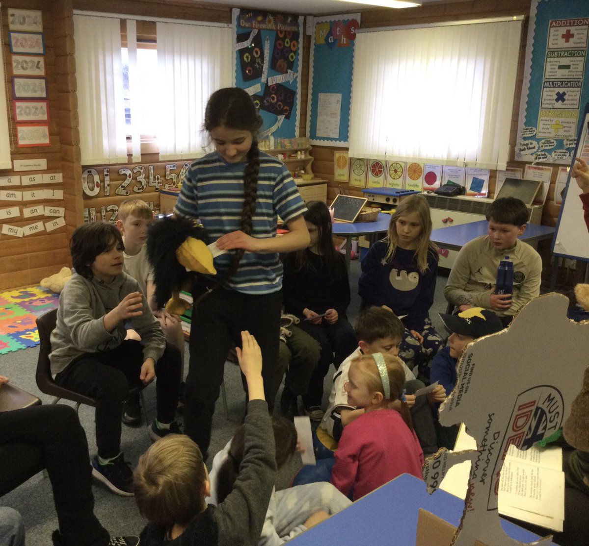 logie_ps's tweet photo. One of our parents, Sylvia, helped us to celebrate World Book Day. She told several stories accompanied by her many puppets! @WorldBookDayUK @onceuponashire @scottishbktrust https://t.co/03mQ3ajDaZ
