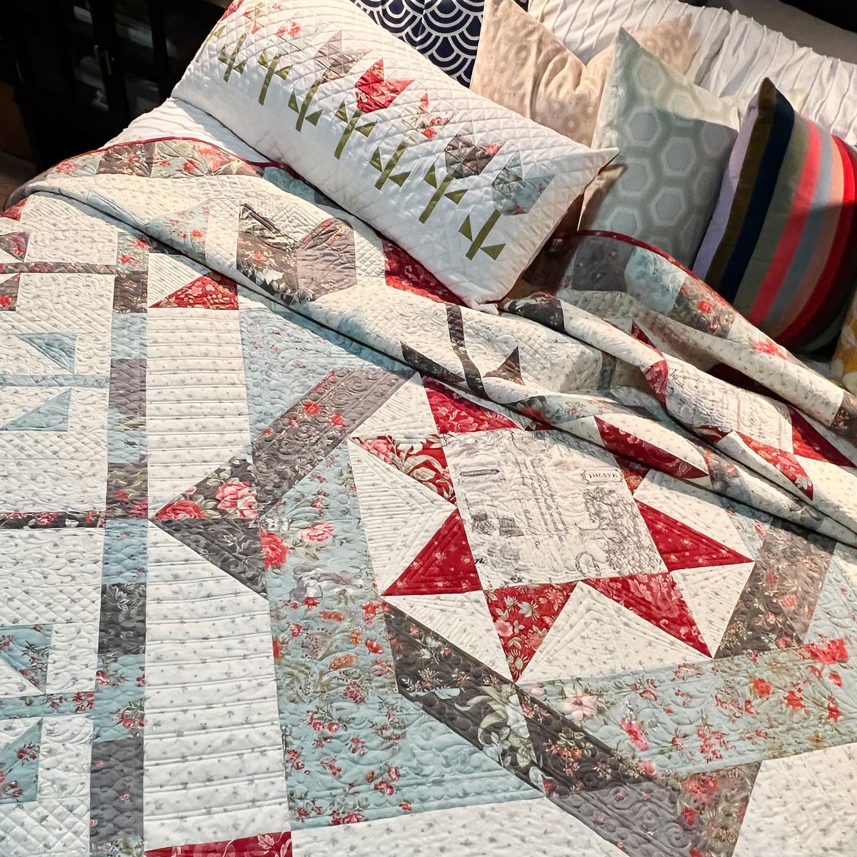 This pretty quilt is called Howard's Tulip Garden.
The Collections for a Cause: Etchings line of fabrics is used in this pattern.

SHOP>  hamelsfabrics.com/shop/Fabrics/V…

#howardstulipgardenquilt #collectionsforacauseetchings #modafabric #cottonfabric #quilt #canadianquiltshop