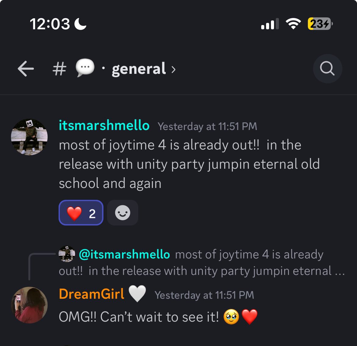 Marshmello announced this on discord, I’m so happy Joytime IV is already out.. I can’t wait!! 🥹❤️