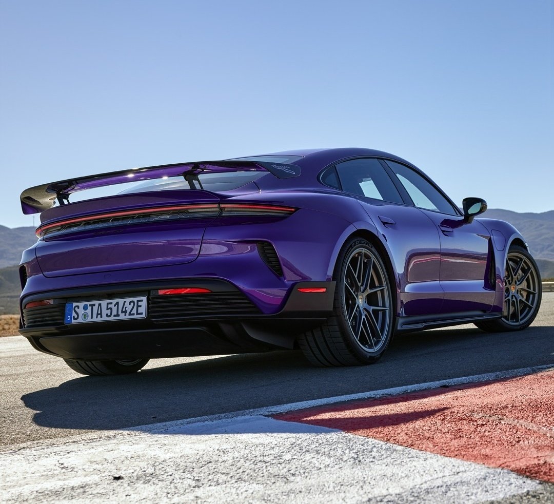The brand new 2025 1108HP Porsche Taycan Turbo GT spec'd in Purple