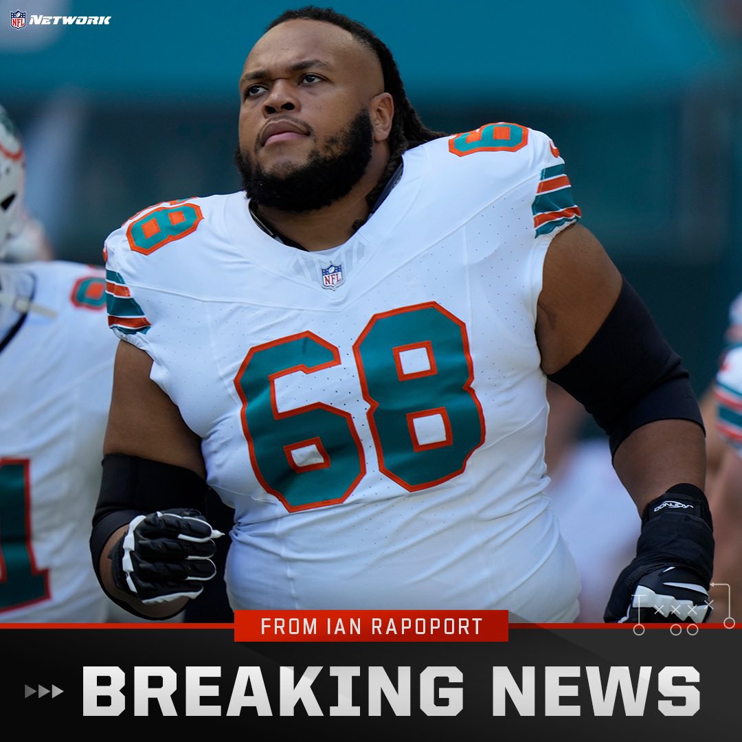 RapSheet's tweet photo. Sources: The #Panthers have their splash, expecting to sign former #Dolphins guard Robert Hunt to a massive deal. https://t.co/TKUQp0RDsb