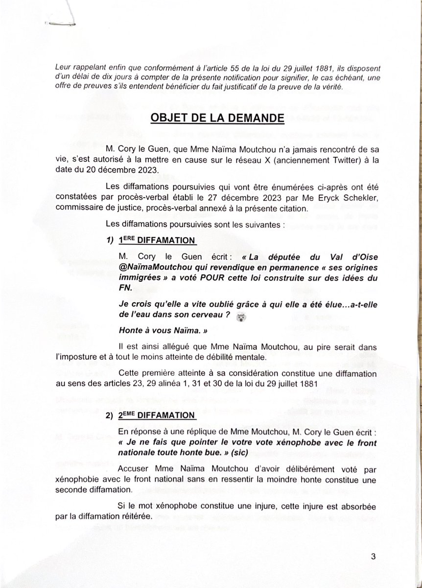coryleguen's tweet photo. Pour le tweet ci-dessous, la députée macroniste Moutchou m’assigne en justice pour diffamation car je lui ai dit que son vote sur la loi « asile et immigration » était xénophobe. 

Elle me demande 15k€. 🙃

Les macronistes ont un réel problème avec la liberté d’expression. https://t.co/yrIhJcjNCV