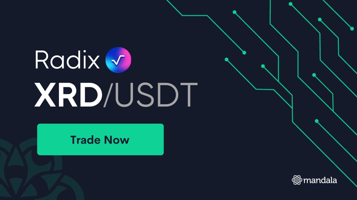 Come trade $XRD on Mandala Exchange 🔥 @radixdlt generating quite a bit of buzz in the Mandala Community, we figured we'd give them a shoutout 📢 Where is the $XRD family at? 🤝 trade.mandala.exchange/xrd-to-usdt