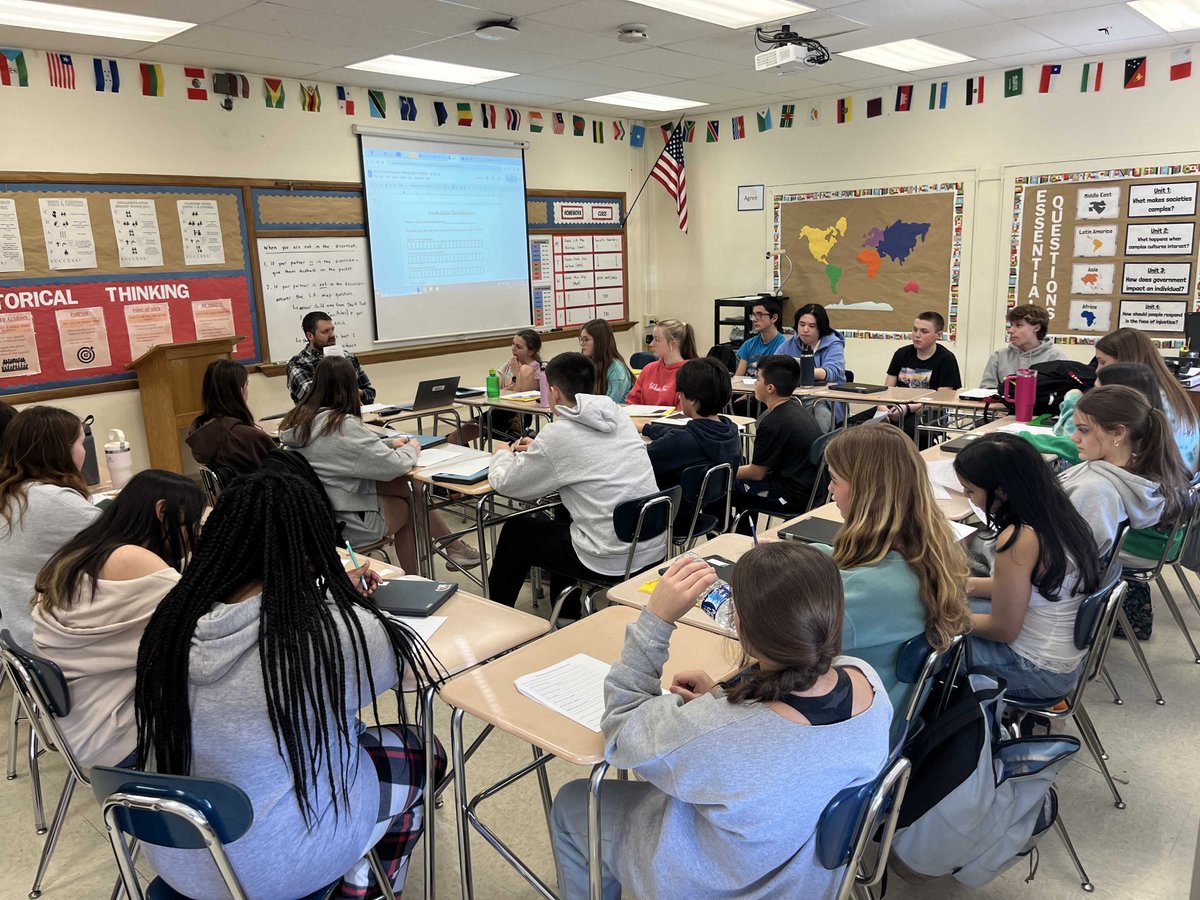 Mr. Gorton is laying the groundwork for an engaging Socratic seminar in social studies, guiding students to explore the intricacies of cultural interactions in South America. 🌎 #Education #CulturalExchange #CriticalThinking  #WeAreD205 #WeAreSandburgD205