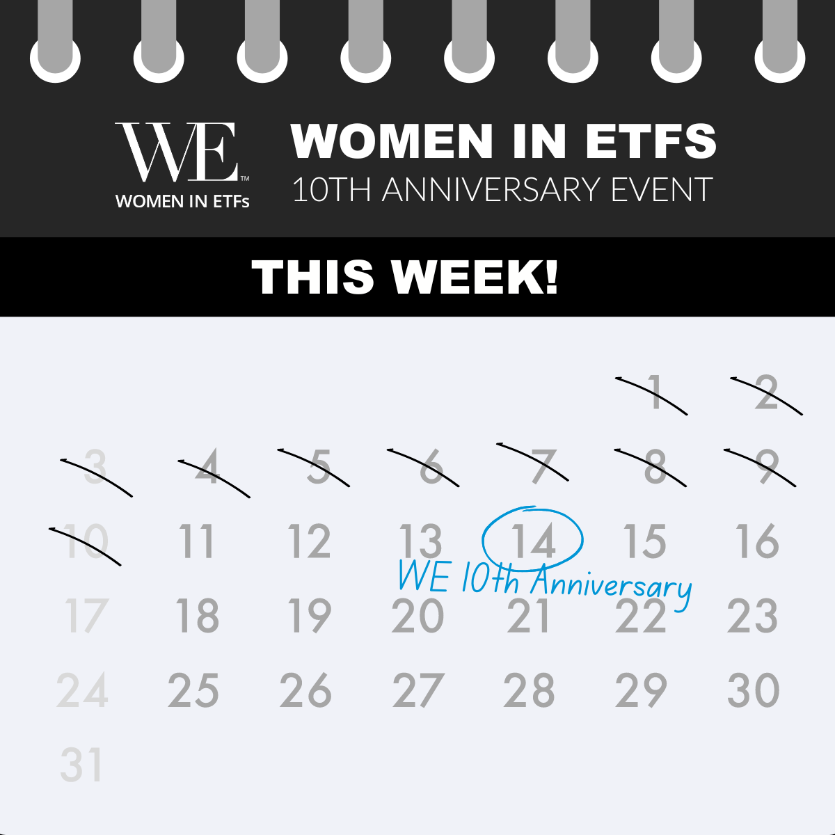 WomeninETFs's tweet photo. It's official: Women in ETFs' 10-Year Anniversary celebration is THIS WEEK!🎉
We have an exciting day of networking, learning, & celebration in store! Whether you'll be celebrating with us in New York or from home, we can't wait to celebrate this milestone with you. #10YearsofWE https://t.co/a9eDoXTPKe