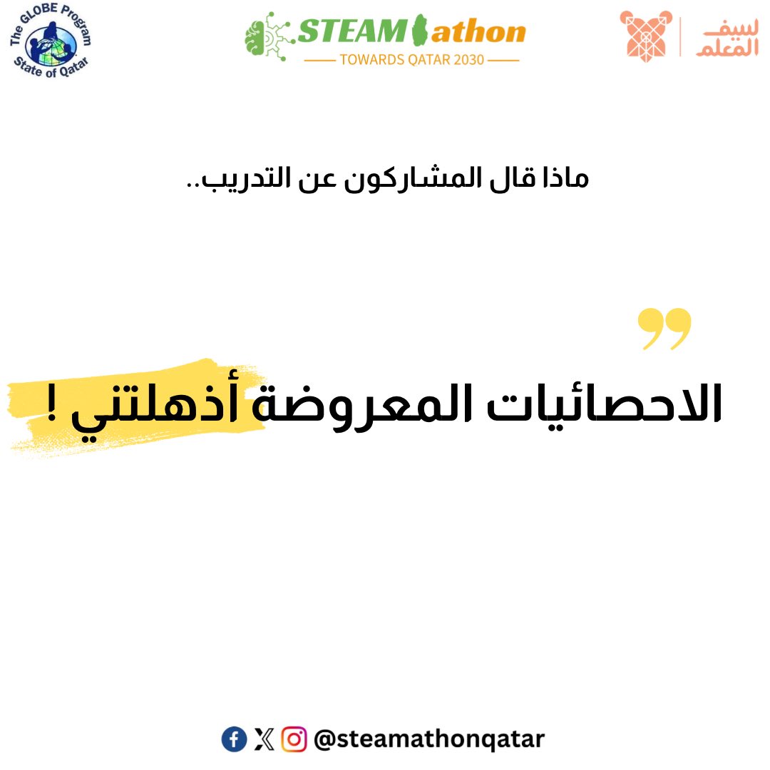 STEAMathonQatar's tweet photo. ماذا قال المشاركون كتغذية راجعة بعد الورشة ..✨ #ستيماثون_قطر

What participants said as a feedback after the workshop ..✨#steamathonqatar https://t.co/FbQPBSsHse