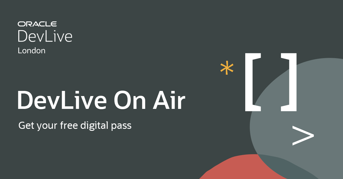 OracleDevs's tweet image. Can't attend #OracleDevLive London in person? Don't worry—you can still experience event highlights from anywhere with the free DevLive On Air digital pass! Register today. social.ora.cl/6011k8Fed