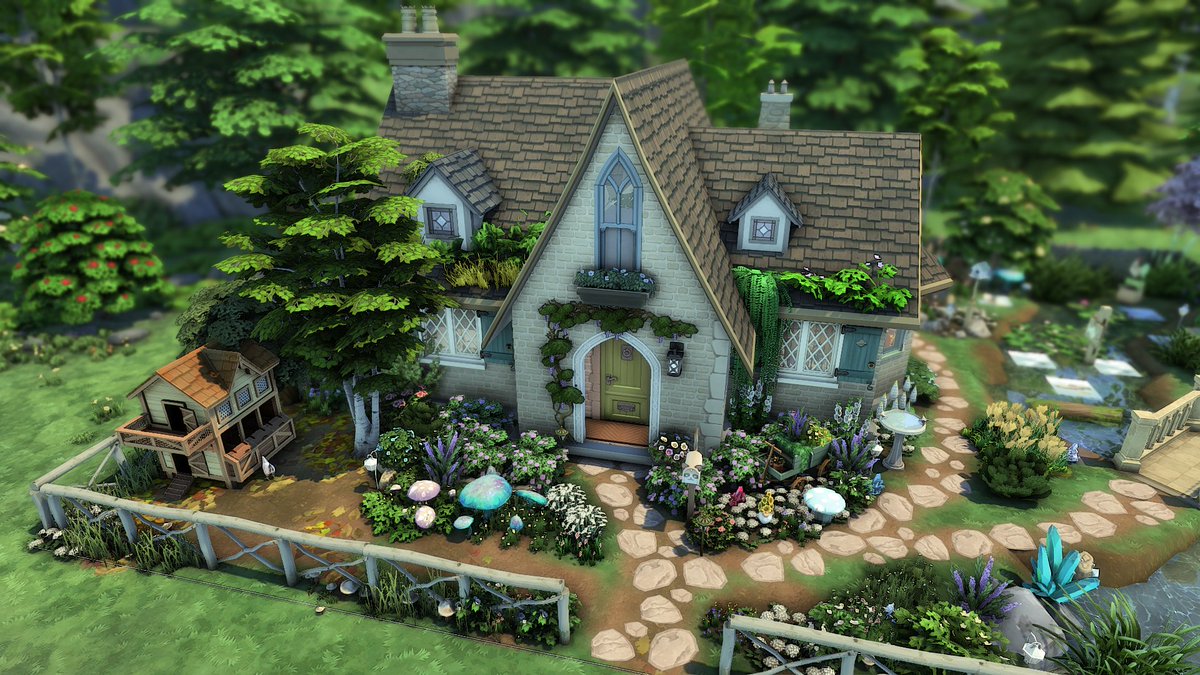 I was finally able to move my spellcaster sim into this lil cottage #CrystalCreations #thesims4crystalcreations