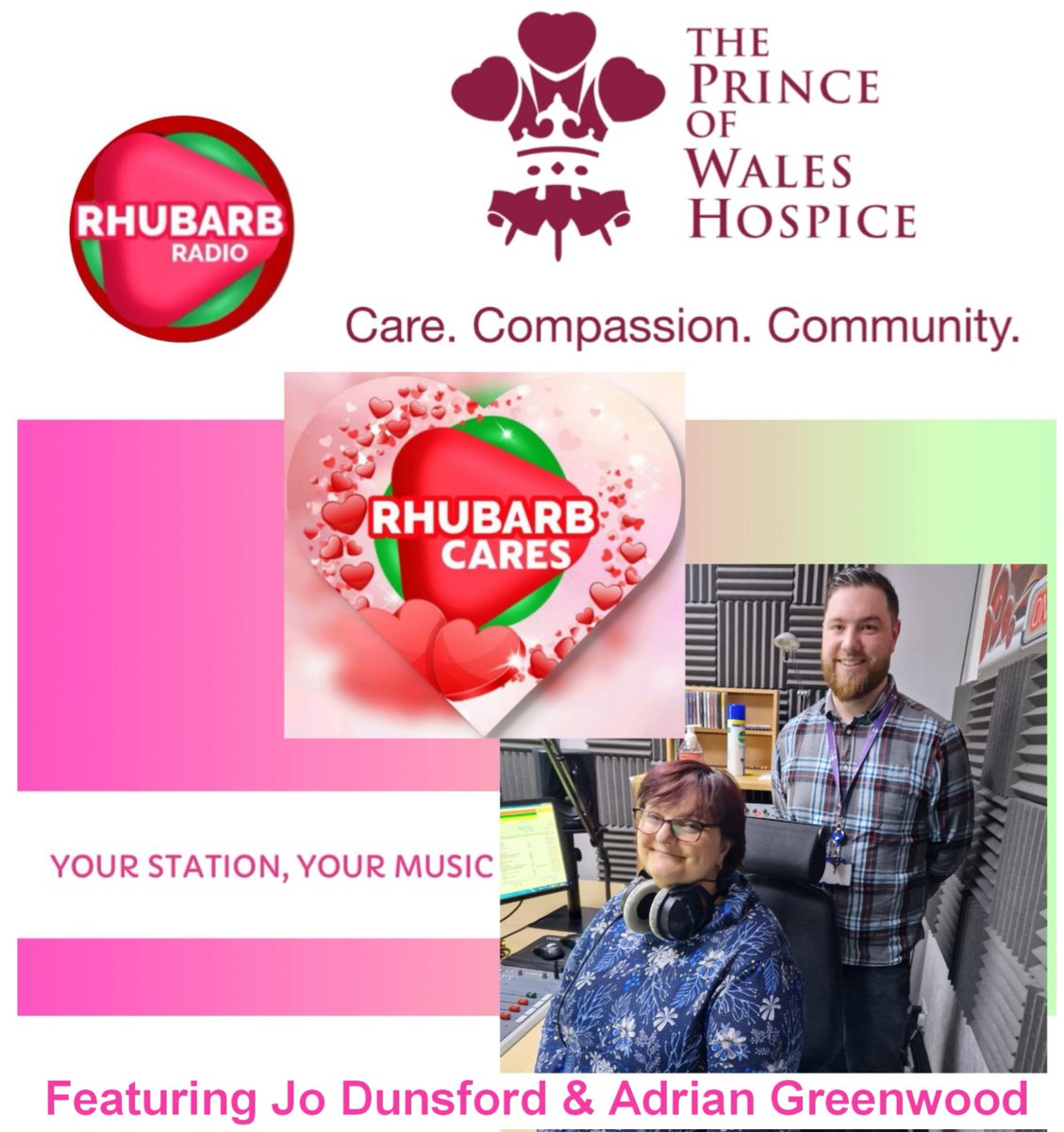 ❤️On this weeks Rhubarb Cares feature on Tues at 6pm on Rhubarb Radio, we feature The Prince of Wales Hospice in Pontefract, with Dave Adams talking to Jo Dunford, Wellbeing Lead, and Adrian Greenwood, Fundraising Manager, about the amazing work the Hospice does 🙏🏼 @pwhospice