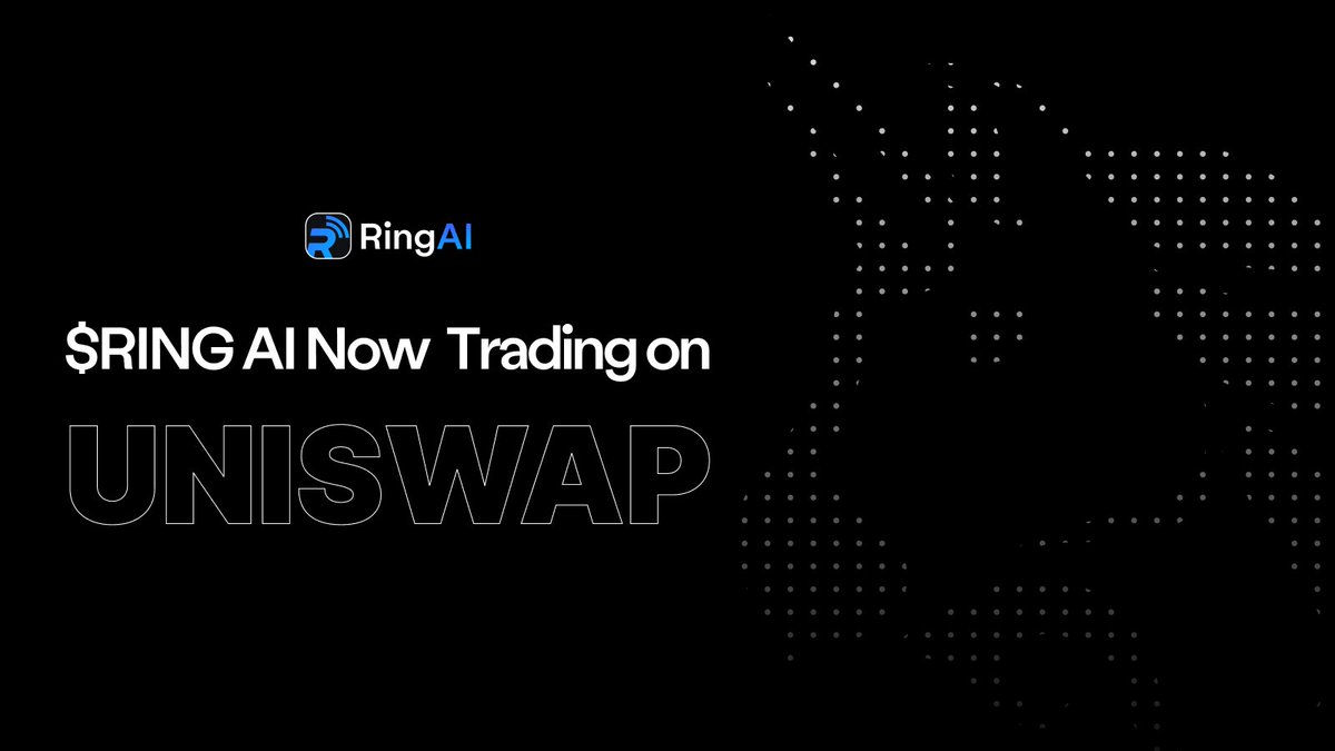$RING is now trading on Uniswap! 

CA: 0xc092A137df3cF2B9e5971ba1874D26487C12626d

☎️ AI Powered Sales &amp; Support Calls!

Ring AI is an advanced AI platform that revolutionizes customer support and sales through fully autonomous, phone-based agents. Powered by $RING token.